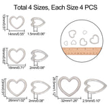 304 Stainless Steel Linking Rings, Heart, Stainless Steel Color, 28.5x32x2.5mm, Inner Diameter: 17x24mm, 16pcs/box