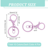 40Pcs 10 Colors Baking Painted Zinc Alloy Swivel Keychain Clasp Findings, Mixed Color, 69~70mm, 4pcs/color