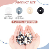 80Pcs 4 Colors Food Grade Eco-Friendly Silicone Beads, Chewing Beads For Teethers, DIY Nursing Necklaces Making, Round, Mixed Color, 8~10mm, Hole: 1~2mm, 20pcs/color