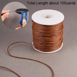Waxed Cotton Thread Cords, Brown, 1.5mm, about 100yards/roll
