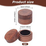 Column Wooden Couple Ring Boxes, for Wedding Valentine's Day, Coffee, 5x3.55cm
