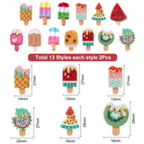 Resin Decoden Cabochons, Ice Lolly, Imitation Food, Mixed Shapes, Mixed Color, 23~29x12~20x4~7mm, 26pcs/box