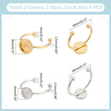 304 Stainless Steel Cuff Pad Ring Settings, Laser Cut, Flat Round, Mixed Color, Tray: 8mm and 10mm, 16pcs/box