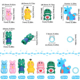 14Pcs Animal Cartoon Style Silicone Knitting Needle Stopper, with 60Pcs Plastic Knitting Stitch Marker Rings, Mixed Color, Stoppers: 28~35x15.5~31x13~17mm, Hole: 7mm, Marker Ring: 11.5x1mm