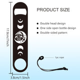 201 Stainless Steel Bottle Opener, with PU Leather Cord, Rectangle, Moon, 178x38x2mm