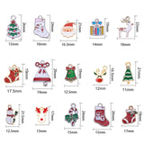 Alloy Enamel Pendants/Charms, Christmas Theme, Mixed Shapes, Mixed Color, 7.4x7.2x1.7cm, 30pcs/box