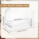 2-Tier Transparent Acrylic Minifigures Display Case, for Models, Building Blocks, Doll Display Holder Risers, Clear, Finished Product: 26.5x11.5x14.5cm
