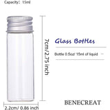 Glass Bottles, with Screw Aluminum Cap and Silicone Stopper, Empty Jar, Platinum, Clear, 7x2.2cm, Capacity: 15ml, 20pcs/box