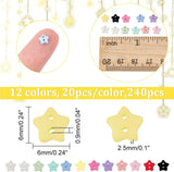 240Pcs 12 Colors 2-Hole Frosted Mini Resin Buttons Sets, for BJD Doll Clothes Accessories, Star, Mixed Color, 6x6x2.5mm, Hole: 0.9mm, 20pcs/color