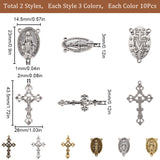 DIY Rosary Bead Style Jewelry Making Findings Kit, Including Tibetan Style Alloy Chandelier Component Oval Links & Cross Pendants, Mixed Color, 43.5x26x3mm, Hole: 2mm; 23x14.5x3mm, hole: 1mm, 60Pcs/box