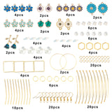 DIY Dangle Earring Making Kits, Including Alloy Enamel Pendants, Alloy Links, Glass Beads, Brass & Alloy Linking Rings, Brass Earring Hooks, Iron Pins, Mixed Color, 15x12.5x4mm, Hole: 1.4mm