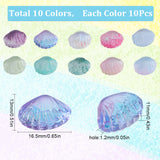 100Pcs 10 Colors Transparent Handmade Lampwork Beads, 3D Shell, Mixed Color, 16.5x13x11mm, Hole: 1.2mm, 10pcs/color