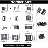 56Sets 4 Style Plastic Swimsuit Bra Hooks, Bra Strap Slide Hook, Clothing Bra Accessories, Black, 12sets/style