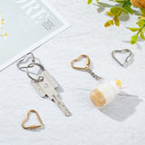 4Pcs 4 Styles 304 Stainless Steel Screw Carabiner Lock Charms, for Necklaces Making, Heart, Mixed Color, 22~22.5x24.5x4~4.5mm, Screw: 7x4mm, 1pc/style