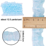 12.5 Yards Double Layers Polyester Lace Trim, Pleated Ribbon, for Garment Accessories, Deep Sky Blue, 1~1-1/8 inch(25~28mm)