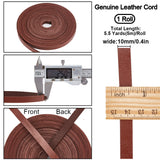 5M Cowhide Leather Cord, Leather Jewelry Cord, Flat, Saddle Brown, 10x2.5mm