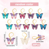 DIY Butterfly Pendant Decoration Making Kit, Including Alloy Enamel Pendants, Brass Hoop Earring Findings, Mixed Color, 21Pcs/box