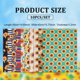 Sunflower Print Polycotton Fabric, for Patchwork, Sewing Tissue to Patchwork, Mixed Color, 50x40x0.02cm, 10pcs/set