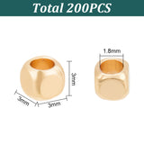 200Pcs Brass Spacer Beads, Long-Lasting Plated, Cube, Light Gold, 3x3x3mm, Hole: 1.8mm