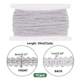 25M Polyester Braided Lace Trim, Sewing Centipede Lace Ribbon, for Clothes Accessories and Curtains Accessories, Silver, 1/4 inch(8mm), about 27.34 Yards(25m)/Set