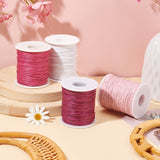 4 Rolls 4 Colors Waxed Cotton Thread Cords, Pink, 1mm, about 100 yards(300 feets)/roll, 1 roll/color