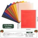 Beeswax Honeycomb Sheets, with Cotton Cord, for Candle Making, Mixed Color, Sheets: 200x150x2.5~3cmm, 9pcs, Cord: 2x1mm, 10m