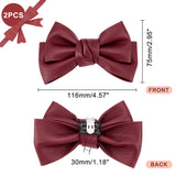 Leather Bowknot Shoe Decorations, Detachable Shoe Buckle Clips, with Iron Findings, Dark Red, 75x116x30mm
