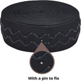 Flat Polyester Elastic Cord, with Epoxy Resin, Black, 38mm, about 6yards/roll(5.4864m/roll)