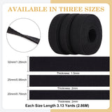 8.58 Yards 3 Styles Flat Polycotton Band, Webbing Strap for Bag Strap Making, with 3Pcs Plastic Wire Twist Ties, Black, 20~32x1.5~2mm, 2.86m/style