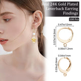 100Pcs 304 Stainless Steel Leverback Earring Findings, with Horizontal Loop, Real 24K Gold Plated, 14.5x12mm, Hole: 1.2mm, Pin: 0.8x1mm