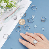 DIY 201 Stainless Steel Cuff Rings Making Kits, Including Flat Round Cuff Finger Rings Settings and Transparent Glass Cabochons, Stainless Steel Color, Tray: 12mm, Size 7, 17mm, 10pcs/box