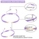 Braided Nylon Bracelet Making, with 304 Stainless Steel Open Jump Rings and Round Brass Beads, Mixed Color, Single Chain Length: about 6-1/8 inch(15.4cm), 5 colors, 4pcs/color, 20pcs/set