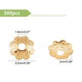 300Pcs 304 Stainless Steel Bead Caps, Multi-Petal, Flower, Golden, 6.5x2mm, Hole: 1.8mm
