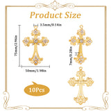 10Pcs Alloy Big Gothic Pendants, Cadmium Free & Lead Free, with Rhinestone, Cross, Golden, 75x50x7mm, Hole: 3.5mm