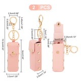 PU Leather Lipstick Storage Bags, Portable Lip Balm Organizer Holder for Women Ladies, with Light Gold Tone Alloy Keychain, Rectangle, Pink, 9x3.2x2.9cm