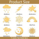 9Pcs 9 Styles Nickel Decoration Stickers, Metal Resin Filler, Epoxy Resin & UV Resin Craft Filling Material, Rainbow, 40x40mm, 1pc/style