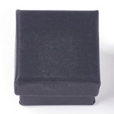 Kraft Cotton Filled Cardboard Paper Jewelry Gift Boxes, Ring Box, Square, Black, 4.5x4.5x3cm