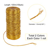 Polyester Metallic Cord, for Jewelry Making, Mixed Color, 1.5mm, about 100m/roll, 2 colors, 1roll/color, 2rolls/set