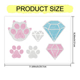 Glass Hotfix Rhinestone, Iron on Appliques, Costume Accessories, for Clothes, Bags, Pants, Paw Print & Diamond, 297x210mm