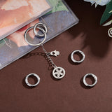 4Pcs 304 Stainless Steel Spring Gate Rings, for Keychain, Round Ring, Stainless Steel Color, 7 Gauge, 20x3.5mm