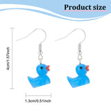 7 Pairs 7 Style 3D Duck Resin Dangle Earrings, Platinum Iron Jewelry for Women, Mixed Color, 38.5~39mm, Pin: 0.6~0.8mm, 1 Pair/style