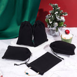 Rectangle Velvet Pouches, Gift Bags, Black, 15x10cm