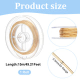 Brass Wire, Round, Real 14K Gold Plated, 24 Gauge, 0.5mm, about 49.21 Feet(15m)/Roll