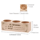 3 Hole Wood Candle Holders, Rectangle with Word Memory Life Heart, Word, 5.5x15x4.5cm