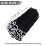 Polyester Flower Bouquet Wrapping Mesh Paper, with ABS Plastic Imitation Pearl Edge, Bouquet Packaging Paper Wrinkled Wavy Net Yarn, for Valentine's Day, Wedding, Birthday Decoration, Black, 11 inch(280mm), about 4.37 Yards(4m)/Bag