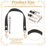 PU Leather Bag Straps, with Alloy Swivel Eye Bolt Snap Hooks, Black, 400x18.5~27.5mm