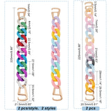 4pcs 2 styles Rainbow Color Acrylic Shoe Decoration Curban Chains, with Alloy Clasps, Mixed Color, 225~245mm, 2pcs/style