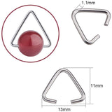 Iron Open Jump Rings, Triangle, Platinum, 11x13x1.1mm, 400pcs/box