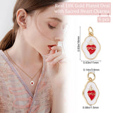 6Pcs Brass Enamel Pendants, Long-Lasting Plated, Oval with Sacred Heart, Real 18K Gold Plated, 16x11x1.5mm, Hole: 3.6mm