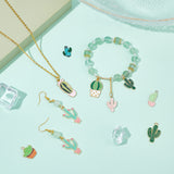 Alloy Enamel Pendants, Cactus, Light Gold, Light Gold, 28pcs/box